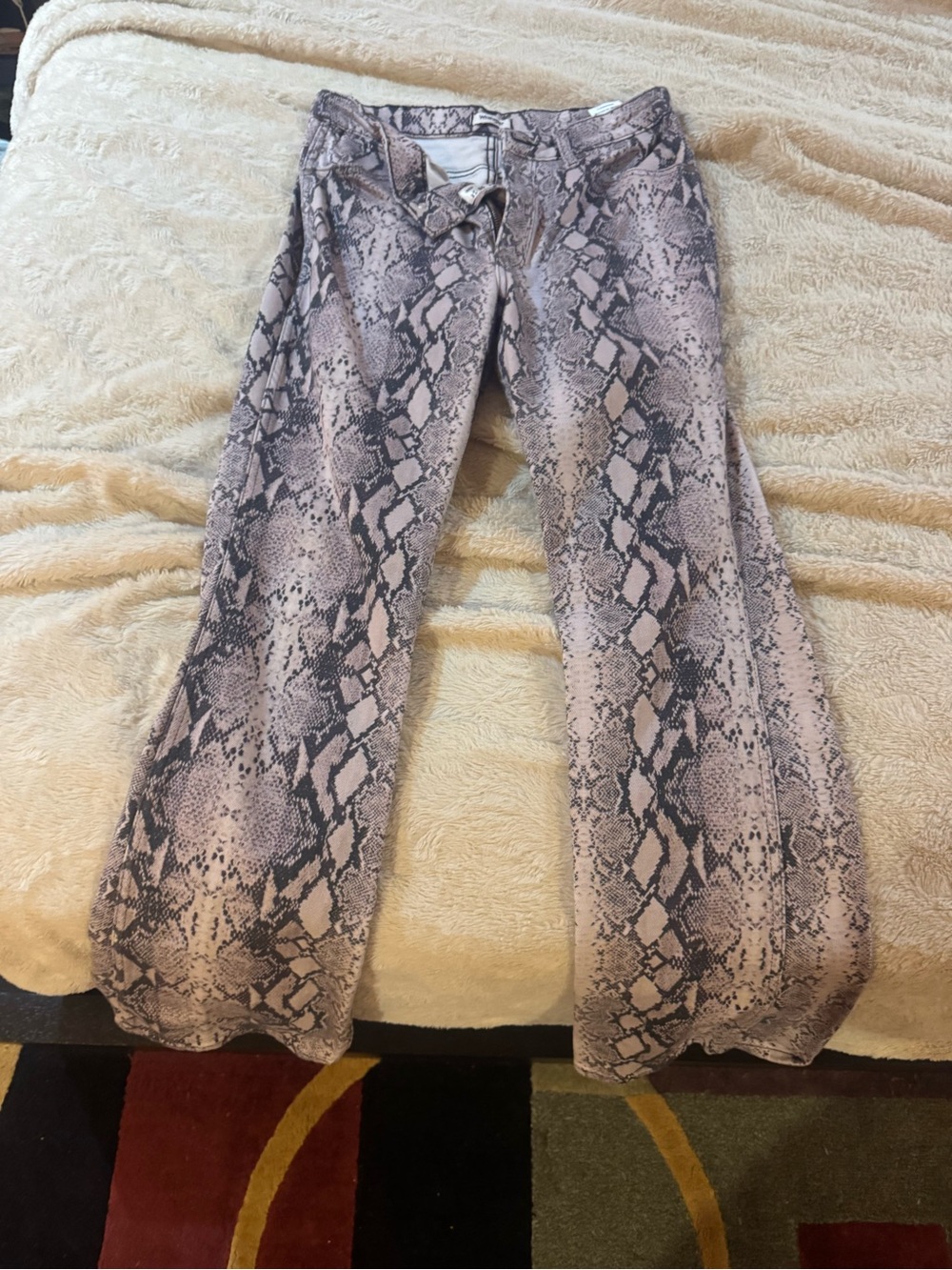 Wrangler Snake Print Wide-Leg Jeans in Taupe and Black